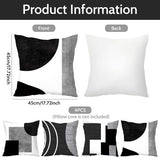 Darrahopens Home & Garden > Bedding > Pillowcases Pillowcase - 4-pack - Pillowcases with abstract geometric pattern - 45x45 cm - Pillowcases with zipper - Black and white pillowcases (pillow insert not included)