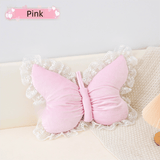 Darrahopens Home & Garden > Bedding > Pillowcases Pink Elegant Butterfly Lace Throw Pillow 60x45cm Soft Decorative Cushion for Sofa Bedroom Office and Car Comfort Backrest Accessory