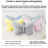 Darrahopens Home & Garden > Bedding > Pillowcases Pink Elegant Butterfly Lace Throw Pillow 60x45cm Soft Decorative Cushion for Sofa Bedroom Office and Car Comfort Backrest Accessory
