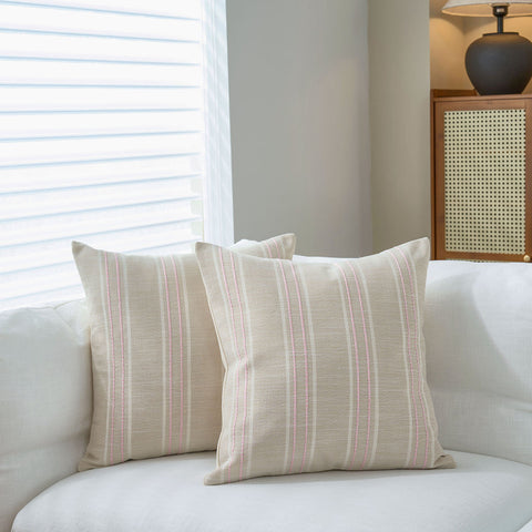 Darrahopens Home & Garden > Bedding > Pillowcases Textured Vertical Striped Pillowcases - Scandinavian Home Decor Accents (Pink Stripes Pair - 45x45cm)