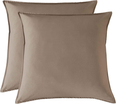 Darrahopens Home & Garden > Bedding > Pillowcases Twin Pack Vintage Washed Microfibre European Pillowcase (Truffle, Square)