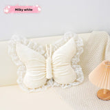 Darrahopens Home & Garden > Bedding > Pillowcases White Elegant Butterfly Lace Throw Pillow 60x45cm Soft Decorative Cushion for Sofa Bedroom Office and Car Comfort Backrest Accessory