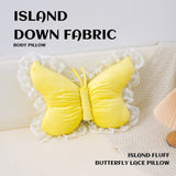 Darrahopens Home & Garden > Bedding > Pillowcases Yellow Elegant Butterfly Lace Throw Pillow 60x45cm Soft Decorative Cushion for Sofa Bedroom Office and Car Comfort Backrest Accessory