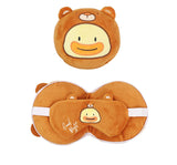Darrahopens Home & Garden > Bedding > Pillows 2-in-1 Convertible Eye Mask & Travel Neck Pillow Set - Plush Fabric with Snap Closure(brown)