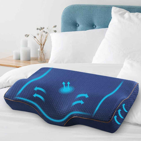 Darrahopens Home & Garden > Bedding > Pillows Butterfly Memory Foam Cervical Pillow, Ergonomic Neck Support Pillow, Navy