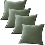 Darrahopens Home & Garden > Bedding > Pillows Couch Throw Pillows Covers 18x18 Inch Set of 4,Green Corduroy Decorative Cushion Case,Rustic Fun Living Room Decor （only pillowcases）