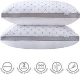 Darrahopens Home & Garden > Bedding > Pillows Gioia Casa Premium Bamboo Cooling Twin Pack Plush Down-Like Pillows - Medium to High Profile (2PCS) - with Free 2 Quilted Pillow Protectors (Improved Version)