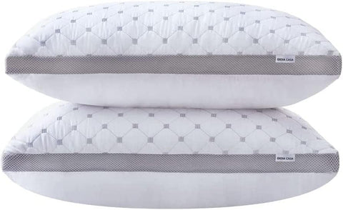 Darrahopens Home & Garden > Bedding > Pillows Gioia Casa Premium Bamboo Cooling Twin Pack Plush Down-Like Pillows - Medium to High Profile (2PCS) - with Free 2 Quilted Pillow Protectors (Improved Version)