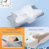 Darrahopens Home & Garden > Bedding > Pillows High-Performance Butterfly Memory Foam Pillow – 15° Cervical Support, Cooling Gel Cover, Ergonomic Contour Design for Neck Pain Relief & Deep Sleep – Ideal for Side & Back Sleepers (White & Gray)