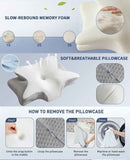 Ice Silk Butterfly-Shaped Memory Foam Pillow | Ergonomic, Orthopedic, Sleep-Aiding, Suitable for Three Sleeping Positions (23.62*15.75*5.12 inch，blue)