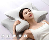 Ice Silk Butterfly-Shaped Memory Foam Pillow | Ergonomic, Orthopedic, Sleep-Aiding, Suitable for Three Sleeping Positions (23.62*15.75*5.12 inch，blue)