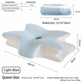 Ice Silk Butterfly-Shaped Memory Foam Pillow | Ergonomic, Orthopedic, Sleep-Aiding, Suitable for Three Sleeping Positions (23.62*15.75*5.12 inch，blue)