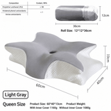Ice Silk Butterfly-Shaped Memory Foam Pillow | Ergonomic, Orthopedic, Sleep-Aiding, Suitable for Three Sleeping Positions (23.62*15.75*5.12 inch，Light gray)