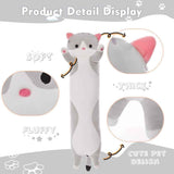 Darrahopens Home & Garden > Bedding > Pillows Long Cat Plush Pillow Cat Plush Toy PP Fabric Pillow Soft Cat Pillow Cat-Themed - Gray - Size 51.2 In Australia - Darrahopens