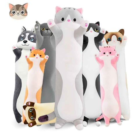 Darrahopens Home & Garden > Bedding > Pillows Long Cat Plush Pillow Cat Plush Toy PP Fabric Pillow Soft Cat Pillow Cat-Themed - Gray - Size 51.2 In Australia - Darrahopens