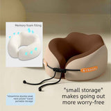 Darrahopens Home & Garden > Bedding > Pillows Memory Foam Travel Neck Pillow, U-Shaped Pillow with Ice Silk Cover, Adjustable Lock, and Storage Case for Airplane, Car, Office - Brown
