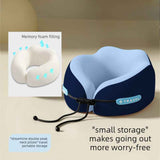 Darrahopens Home & Garden > Bedding > Pillows Memory Foam Travel Neck Pillow, U-Shaped Pillow with Ice Silk Cover, Adjustable Lock, and Storage Case for Airplane, Car, Office - Dark Blue