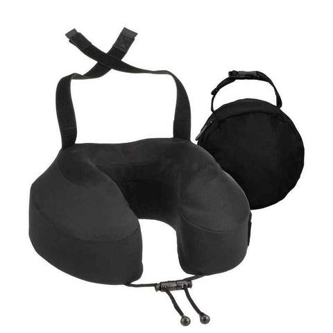Darrahopens Home & Garden > Bedding > Pillows Memory Foam U-Shaped Neck Pillow, Adjustable with Strap & Storage Bag for Travel, Airplane, Car, Office, and Theater Use – Black