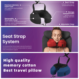 Darrahopens Home & Garden > Bedding > Pillows Memory Foam U-Shaped Neck Pillow, Adjustable with Strap & Storage Bag for Travel, Airplane, Car, Office, and Theater Use – Black