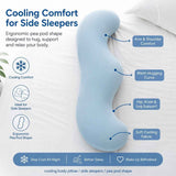 Darrahopens Home & Garden > Bedding > Pillows Pea Pod Shape Body Pillow for Adults Full-Body Support Side Sleeper Pillow, Pregnancy Back Pain Relief, Soft Hug Pillow with Memory Fiber Filling