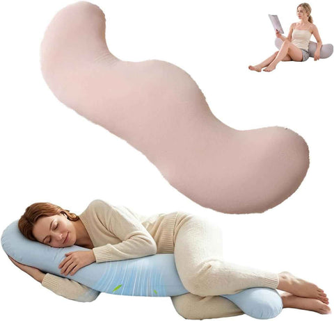 Darrahopens Home & Garden > Bedding > Pillows Pea Pod Shape Body Pillow for Adults Full-Body Support Side Sleeper Pillow, Pregnancy Back Pain Relief, Soft Hug Pillow with Memory Fiber Filling