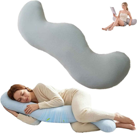 Darrahopens Home & Garden > Bedding > Pillows Pea Pod Shape Body Pillow for Adults Full-Body Support Side Sleeper Pillow, Pregnancy Back Pain Relief, Soft Hug Pillow with Memory Fiber Filling