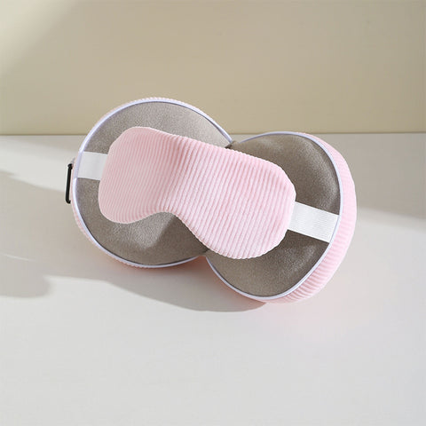 Darrahopens Home & Garden > Bedding > Pillows Pink and Grey 3-in-1 Foldable Sleep Eye Mask with Neck Pillow - Compact Travel Pillow for Airplane, Office Naps and Restful Sleep
