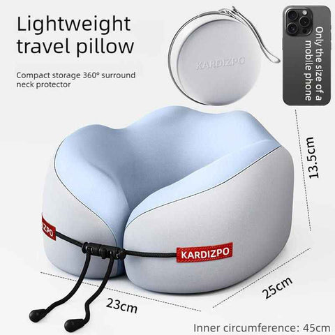 Darrahopens Home & Garden > Bedding > Pillows Portable Memory Foam U-Shaped Neck Pillow, Ergonomic 360° Support Adjustable Travel Pillow with Storage Case for Airplane, Car, Office - Blue