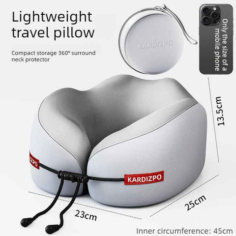 Darrahopens Home & Garden > Bedding > Pillows Portable Memory Foam U-Shaped Neck Pillow, Ergonomic 360° Support Adjustable Travel Pillow with Storage Case for Airplane, Car, Office - Gray