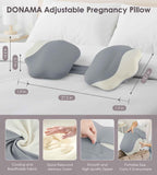 Darrahopens Home & Garden > Bedding > Pillows Pregnancy Pillows for Sleeping, Memory Foam Maternity Pillow Support for Back Belly HIPS, Adjustable Travel Wedge Pillow for Pregnant Women, Side Sleeping Pregnant Pillows with Cooling Pillowcase - Gray - Size 27.5in In Australia - Darrahopens