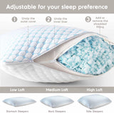 Darrahopens Home & Garden > Bedding > Pillows Standard Size Cooling Pillow with Shredded Memory Foam & Gel Infusion – Adjustable Loft, Breathable Dual-Sided Cover, 20" x 26" (Blue) | Other Sizes Available in Store