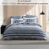 Darrahopens Home & Garden > Bedding Platinum Collection Hunter Indigo 100% Cotton Seersucker Quilt Cover Set Super King