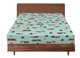 Darrahopens Home & Garden > Bedding Queen Luxury 100% Cotton Flannelette Fitted Bed Sheet Flannel -  Trees/Caravan