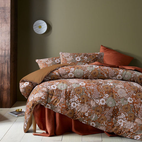 Darrahopens Home & Garden > Bedding > Quilts & Duvets Accessorize 3 Pcs Rainbow Garden Autumn Washed Cotton Comforter Set Double