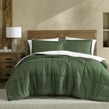 Darrahopens Home & Garden > Bedding > Quilts & Duvets Ardor 3 Pcs Cammy Deep Khaki Comforter Set with Sherpa Reverse Queen/King