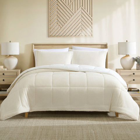 Darrahopens Home & Garden > Bedding > Quilts & Duvets Ardor Avalon Cream 3 Pcs Velvet Comforter Set with Sherpa Reverse Queen/King