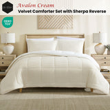 Darrahopens Home & Garden > Bedding > Quilts & Duvets Ardor Avalon Cream 3 Pcs Velvet Comforter Set with Sherpa Reverse Queen/King