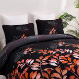 Darrahopens Home & Garden > Bedding > Quilts & Duvets Black and Red  Leaves Quilted Bedspread & Pillowcase Set