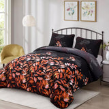 Darrahopens Home & Garden > Bedding > Quilts & Duvets Black and Red  Leaves Quilted Bedspread & Pillowcase Set