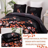 Darrahopens Home & Garden > Bedding > Quilts & Duvets Black and Red  Leaves Quilted Bedspread & Pillowcase Set