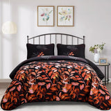 Darrahopens Home & Garden > Bedding > Quilts & Duvets Black and Red  Leaves Quilted Bedspread & Pillowcase Set