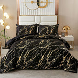 Darrahopens Home & Garden > Bedding > Quilts & Duvets Black Gold Metallic Marble Comforter Set, Queen/King Size, Foil Print Glitter 3-Piece Bedding