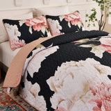 Darrahopens Home & Garden > Bedding > Quilts & Duvets Blossom Trio Quilted Coverlet Set with Pillowcases (Black, Red & Pink