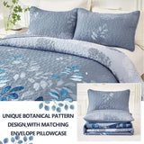 Darrahopens Home & Garden > Bedding > Quilts & Duvets Blue Garden Coverlet Set with Quilted Floral Pattern and Pillowcases