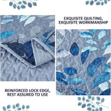Darrahopens Home & Garden > Bedding > Quilts & Duvets Blue Garden Coverlet Set with Quilted Floral Pattern and Pillowcases