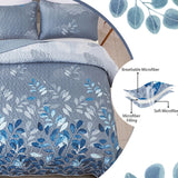 Darrahopens Home & Garden > Bedding > Quilts & Duvets Blue Garden Coverlet Set with Quilted Floral Pattern and Pillowcases