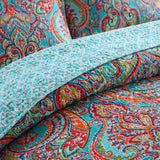 Darrahopens Home & Garden > Bedding > Quilts & Duvets Blue Teal Boho Print Bedspread Quilt Set + Pillowcases