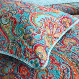 Darrahopens Home & Garden > Bedding > Quilts & Duvets Blue Teal Boho Print Bedspread Quilt Set + Pillowcases