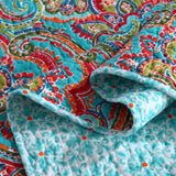 Darrahopens Home & Garden > Bedding > Quilts & Duvets Blue Teal Boho Print Bedspread Quilt Set + Pillowcases
