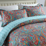 Darrahopens Home & Garden > Bedding > Quilts & Duvets Blue Teal Boho Print Bedspread Quilt Set + Pillowcases